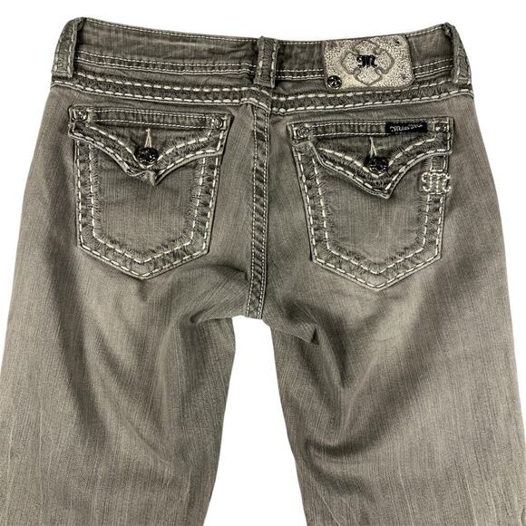 Miss Me JV50145 Skinny Jeans Sandblasted Gray Wash Flap Button Pocket Size 28 - Picture 1 of 16